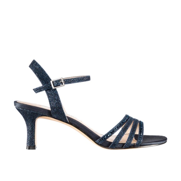 Nina New York - NAVY TEXTURED METALLIC LOW-HEEL DRESS SANDAL Size 8.5 - Picture 15 of 15